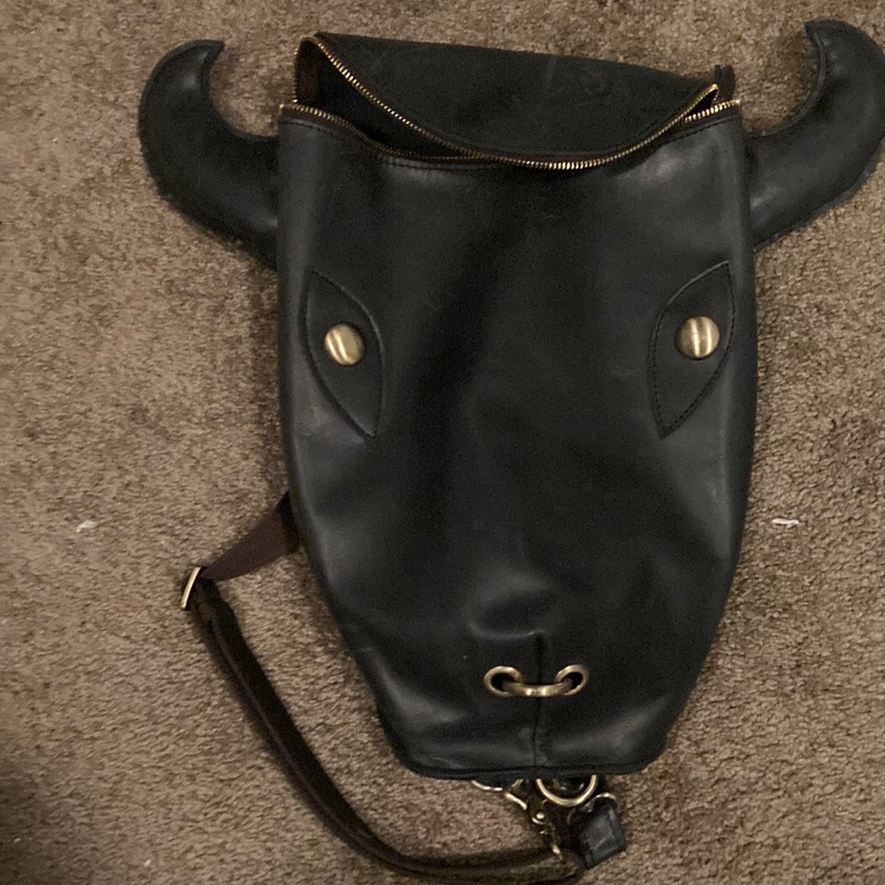 Handmade Bull head leather backpack